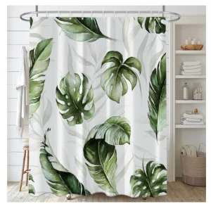 Cortina de Baño Impermeable con Diseños Medidas 180x180 cm Hojas