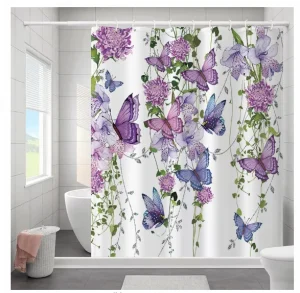 Cortina de Baño Impermeable con Diseños Medidas 180x180 cm Mariposas