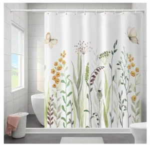 Cortina de Baño Impermeable con Diseños Medidas 180x180 cm Plantes