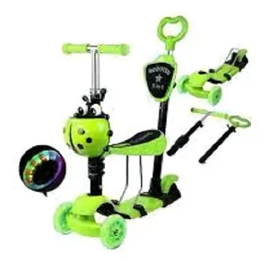 Monopatín Scooter 5 en 1 Mariquita con Luces Color Verde - imagen 2