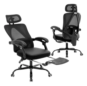 Silla De Oficina Ergonomica Reclinable De Malla en Color Negro - Angeles del Hogar Chile