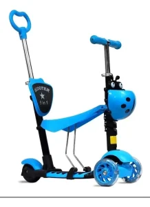 Scooter Monopatín 5 En1 Ajustable Niño Chinita Luces Azul - imagen 3