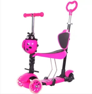 Scooter Monopatin 5 En1 Ajustable Nina Chinita Luces Rosado - Angeles del Hogar Chile