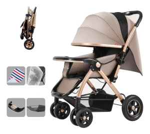 Coche de Bebé Bidireccional Plegable Color Kaki