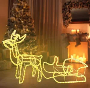 Reno con Trineo LED Luz Cálida