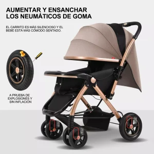 Coche de Bebé Bidireccional Plegable Color Kaki - imagen 3