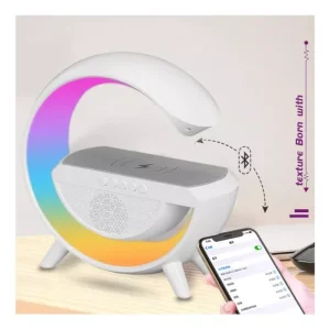 Cargador Inalámbrico Parlante Bluetooth Lámpara USB Radio Color Blanco - imagen 3