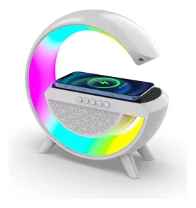 Cargador Inalámbrico Parlante Bluetooth Lámpara USB Radio Color Blanco