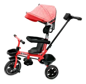 Triciclo Coche Infantil 5 en 1 Toldo Mango Direccional Rojo - imagen 2