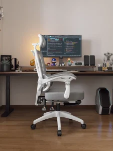 Silla de Oficina Ergonómica Reclinable de Malla en Color Blanca - imagen 3