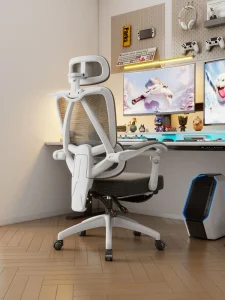 Silla de Oficina Ergonómica Reclinable de Malla en Color Blanca - imagen 4
