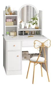 Mueble Tocador Con Espejo Blanco - Angeles del Hogar Chile