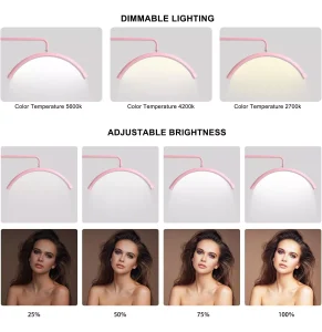 Lámpara Luz LED Media Luna Profesional con Soporte Color Rosa - imagen 2