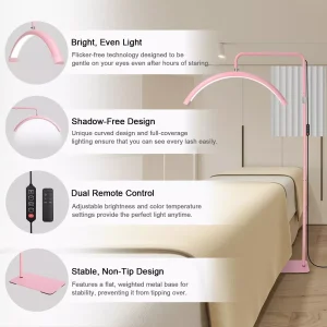 Lámpara Luz LED Media Luna Profesional con Soporte Color Rosa - imagen 5