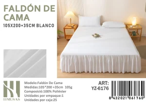 Faldón para cama plaza y media 1.5 Color Blanco - imagen 2