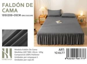 Faldón para cama plaza y media 1.5 Color Gris - imagen 2