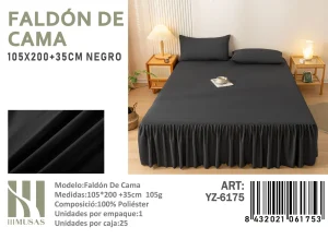Faldón para cama plaza y media 1.5 Color Negro - imagen 2