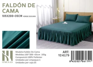 Faldon para cama plaza y media 1.5 Color Verde - Angeles del Hogar Chile