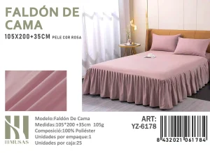 Faldón para cama plaza y media 1.5 Color Rosa - imagen 2