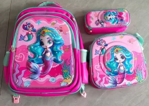 Set de Mochila Niños Escolar Diseño Sirenas Rosa - imagen 2