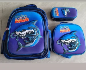 Set de Mochila Niños Escolar Diseño Tiburon Azul - imagen 2