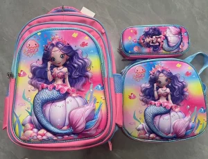Set de Mochila Niños Escolar Diseño Sirena Rosa - imagen 2