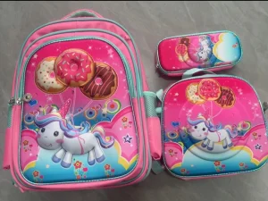 Set de Mochila Niños Escolar Diseño Unicornio Dona Rosa - imagen 2