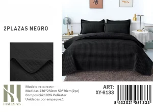 Cubrecama Quilt de Verano 2 Plazas Texturizado Negro XY-6133