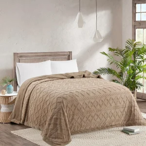 Frazadas Sherpa Texturizada con chiporro 2 plazas Color Beige - Angeles del Hogar Chile