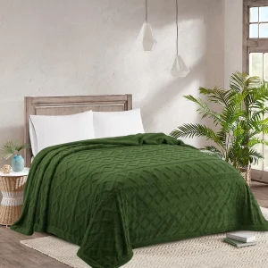 Frazadas Sherpa Texturizada con chiporro Color Verde