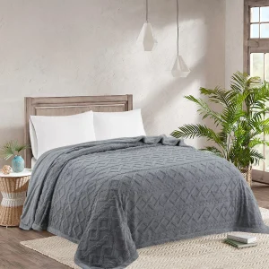 Frazadas Sherpa Texturizada con chiporro Color Gris