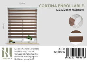 Cortina Roller Duo Lisa 120 cm x 200 cm Color Café SQ-0885