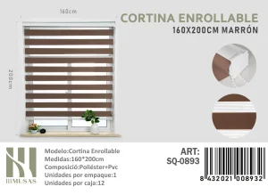 Cortina Roller Duo Lisa 160 cm x 200 cm Color Café SQ-0893