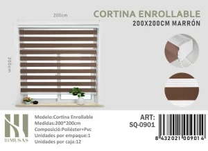 Cortina Roller Duo Lisa 200 cm x 200 cm Color Café SQ-0901