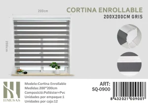 Cortina Roller Duo Lisa 200 cm x 200 cm Color Gris SQ-0900