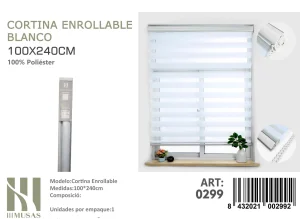 Cortina Roller Duo Lisa 100 cm x 240 cm Color Blanco 0299