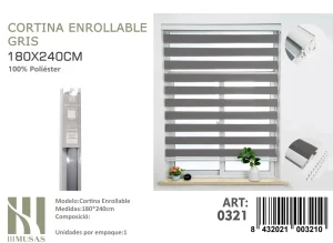 Cortina Roller Duo Lisa 180 cm x 240 cm Color Gris 0321