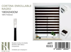 Cortina Roller Duo Lisa 180 cm x 240 cm Color Negro 0322