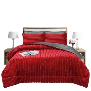 Plumon de invierno Texturizado lineas con chiporro 2 Plazas color rojo - Angeles del Hogar Chile