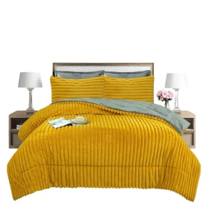 Plumon de invierno Texturizado lineas con chiporro 2 Plazas mostaza - Angeles del Hogar Chile