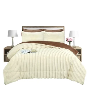 Plumon de invierno Texturizado lineas con chiporro 2 Plazas beige - Angeles del Hogar Chile