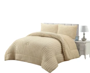 Plumón de invierno texturizado líneas onduladas con chiporro Beige