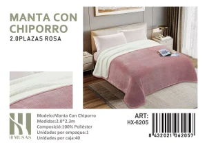 Mantas Frazadas con Chiporro 2 Plazas color rosa claro
