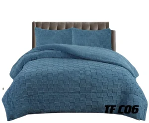 Plumón de invierno texturizado cuadros con chiporro King color azul