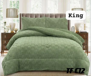 Plumón de invierno texturizado cuadros con chiporro King color verde - imagen 2