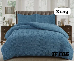 Plumón de invierno texturizado cuadros con chiporro King color azul - imagen 2