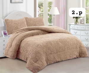 Plumón de invierno texturizado trébol con chiporro 2 Plazas beige - imagen 2