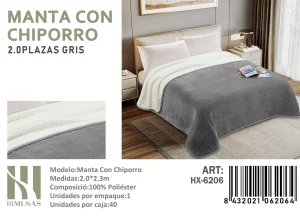 Mantas Frazadas con Chiporro 2 Plazas color rosa Gris