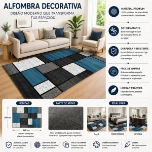 Alfombras Con Diseno 3D Medidas 200 x 240 cm ALFLIS2X240CDRAZUL