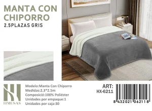 Mantas Frazadas con Chiporro King Color Gris